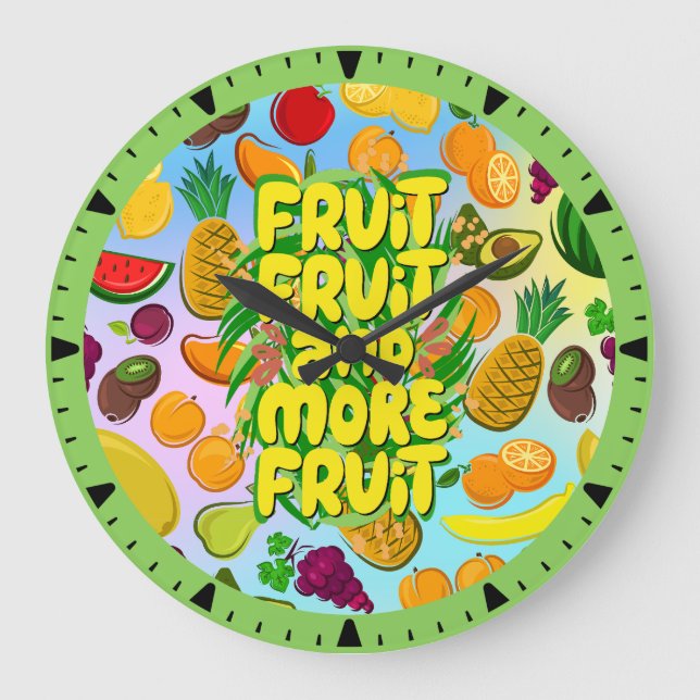 Eat more fruit | motivational healthy food yoga large clock (Front)