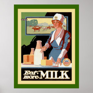 Eat More Milk ~ Vintage Advertising Poster