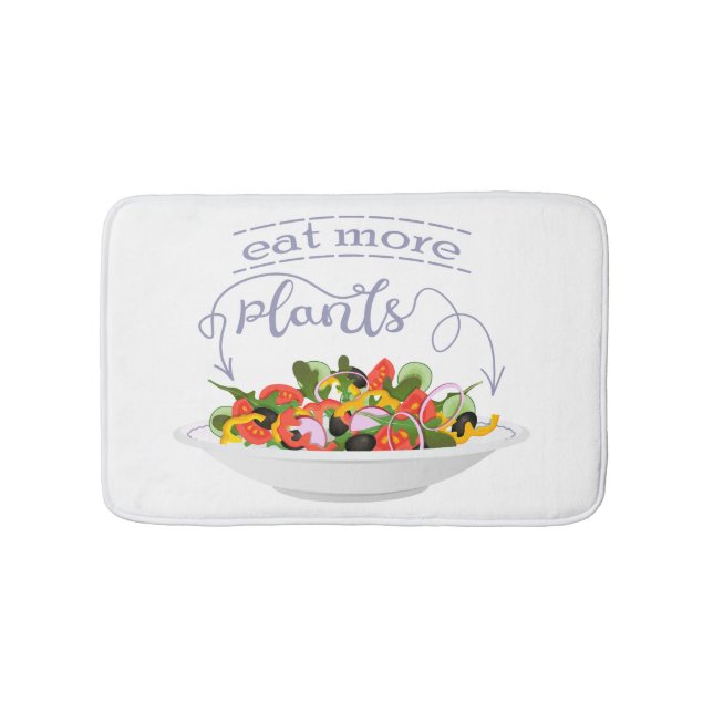 Eat more plants fresh salad motivation lettering bath mat (Front)