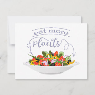 Eat more plants fresh salad motivation lettering card