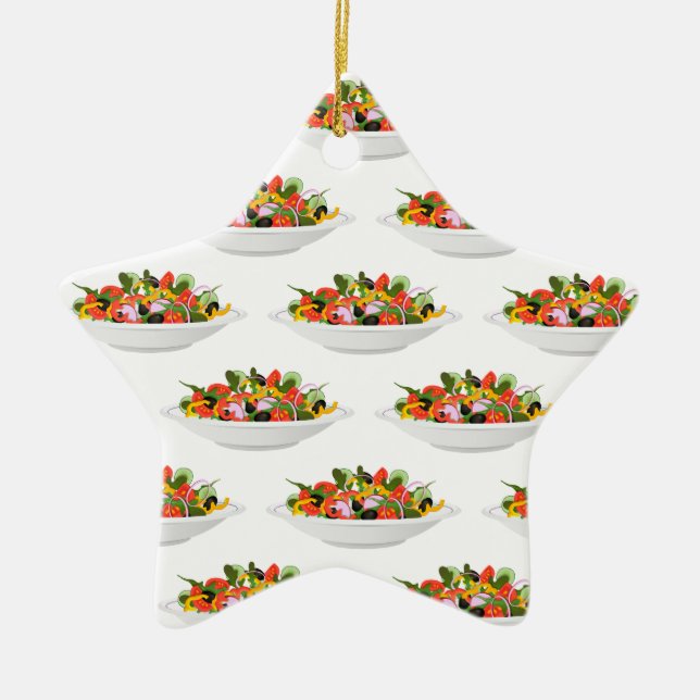 Eat more plants fresh salad motivation lettering ceramic ornament (Front)