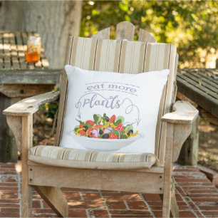 Eat more plants fresh salad motivation lettering cushion