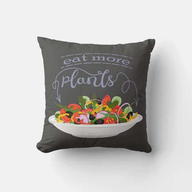 Eat more plants fresh salad motivation lettering cushion (Front)