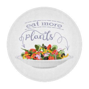 Eat more plants fresh salad motivation lettering cutting board