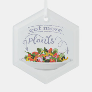 Eat more plants fresh salad motivation lettering glass tree decoration