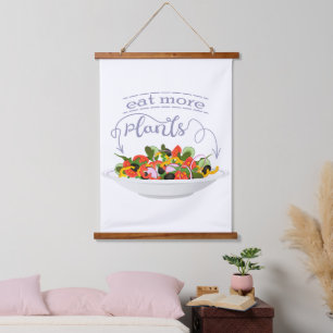 Eat more plants fresh salad motivation lettering hanging tapestry