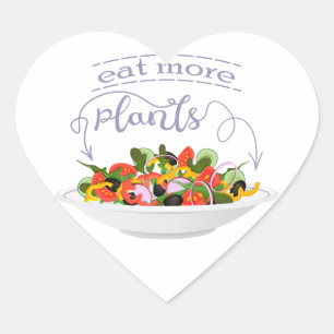 Eat more plants fresh salad motivation lettering heart sticker
