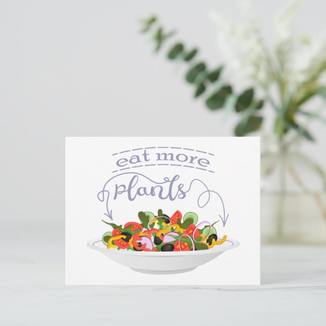 Eat more plants fresh salad motivation lettering holiday postcard (Standing Front)