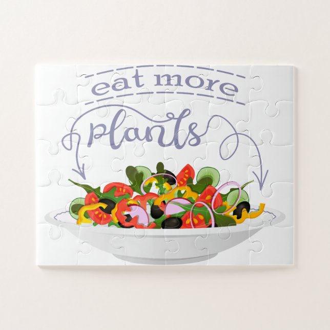 Eat more plants fresh salad motivation lettering jigsaw puzzle (Horizontal)