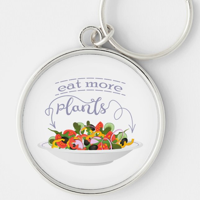 Eat more plants fresh salad motivation lettering key ring (Front)
