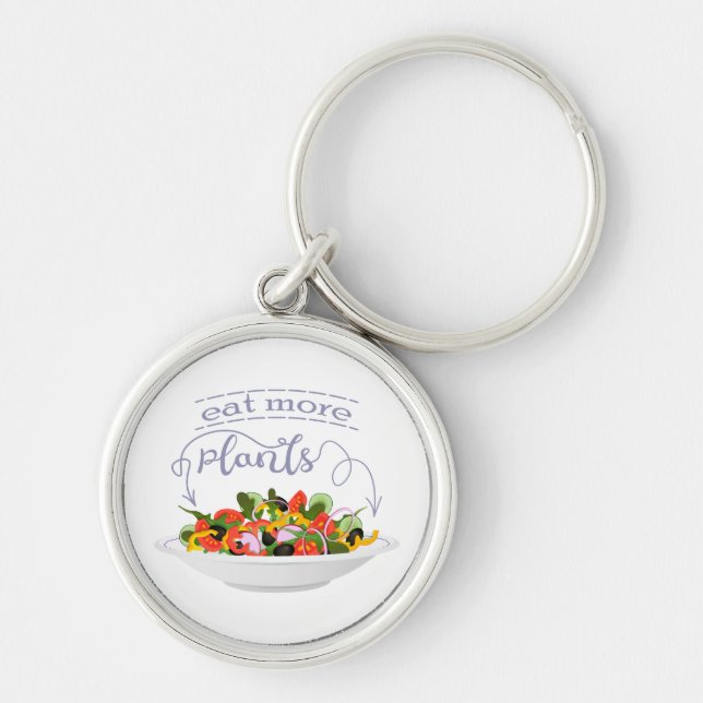Eat more plants fresh salad motivation lettering key ring (Front)