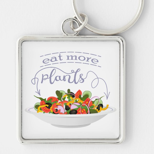 Eat more plants fresh salad motivation lettering key ring (Front)
