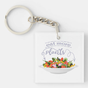 Eat more plants fresh salad motivation lettering key ring
