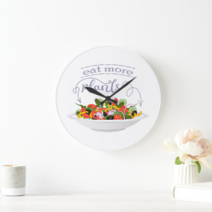 Eat more plants fresh salad motivation lettering large clock