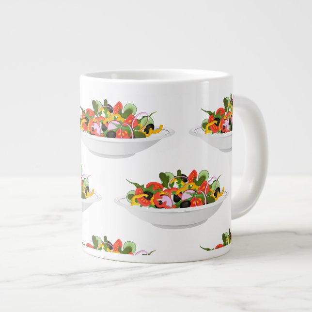 Eat more plants fresh salad motivation lettering large coffee mug (Front Right)