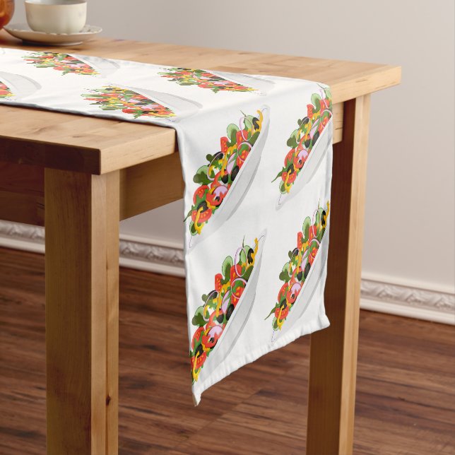 Eat more plants fresh salad motivation lettering long table runner (In Situ)