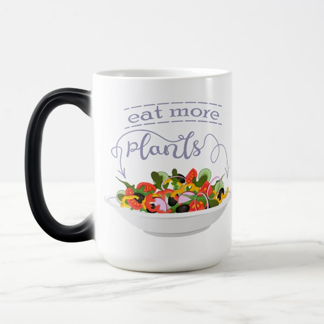 Eat more plants fresh salad motivation lettering magic mug (Left)