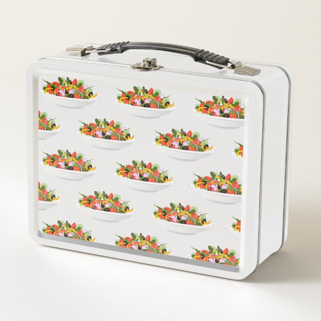 Eat more plants fresh salad motivation lettering metal lunch box (Front)