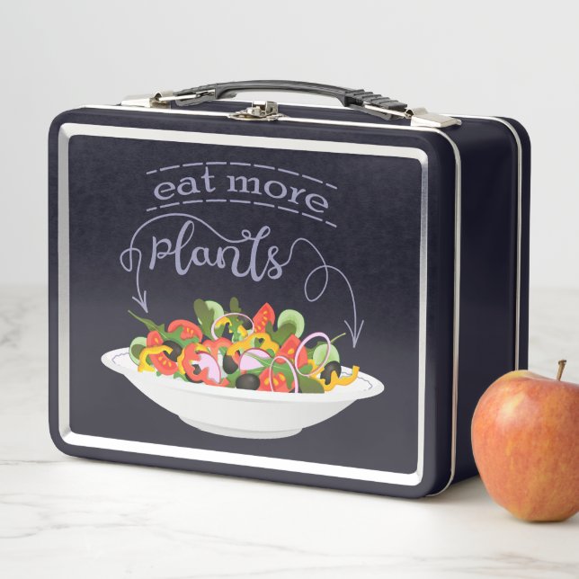 Eat more plants fresh salad motivation lettering metal lunch box (In Situ)