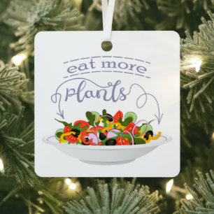 Eat more plants fresh salad motivation lettering metal tree decoration