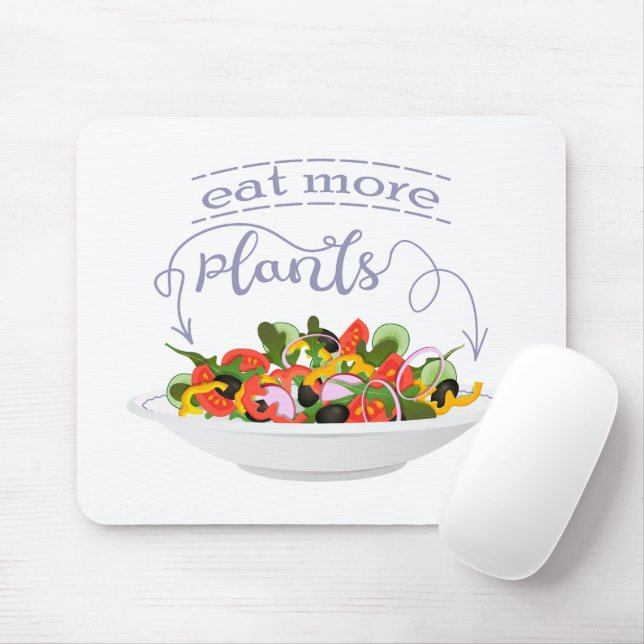 Eat more plants fresh salad motivation lettering mouse pad (With Mouse)