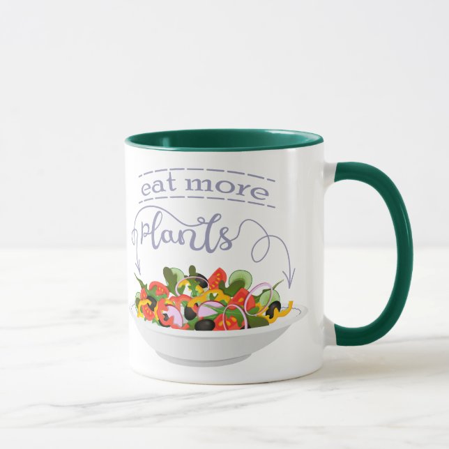 Eat more plants fresh salad motivation lettering mug (Right)