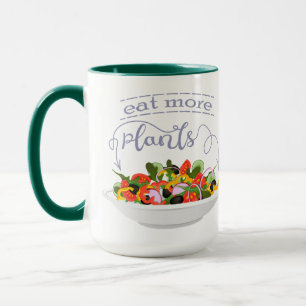 Eat more plants fresh salad motivation lettering mug