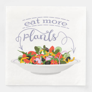 Eat more plants fresh salad motivation lettering napkin
