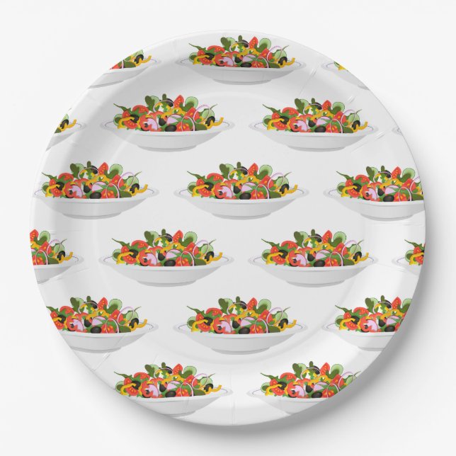 Eat more plants fresh salad motivation lettering paper plate (Front)