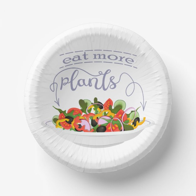 Eat more plants fresh salad motivation lettering paper plate (Front)