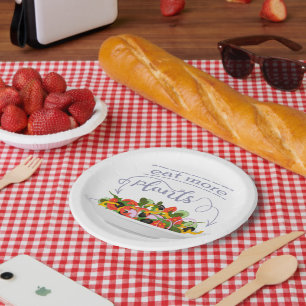 Eat more plants fresh salad motivation lettering paper plate