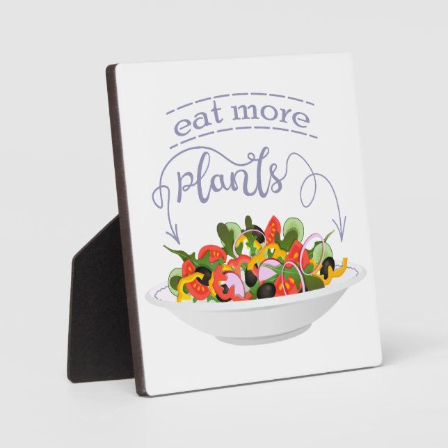 Eat more plants fresh salad motivation lettering plaque (Front)