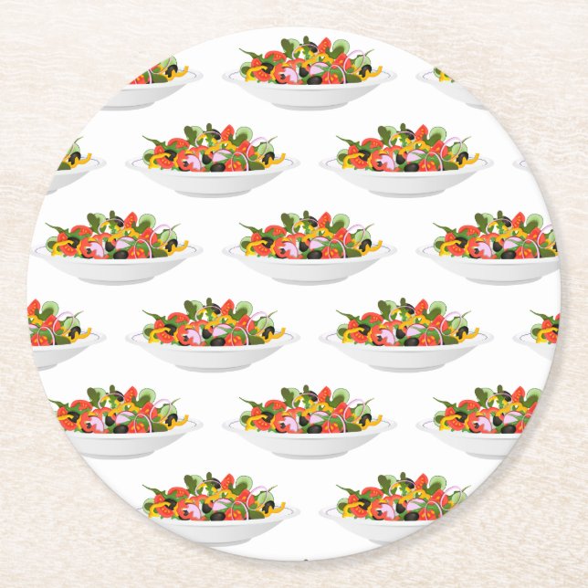 Eat more plants fresh salad motivation lettering round paper coaster (Front)