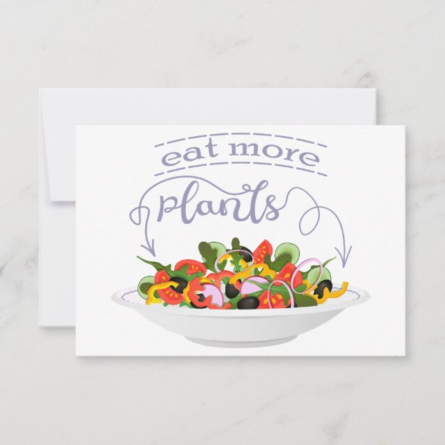 Eat more plants fresh salad motivation lettering RSVP card (Front)