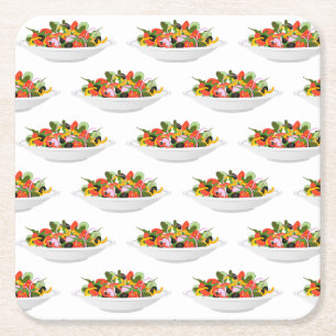 Eat more plants fresh salad motivation lettering square paper coaster