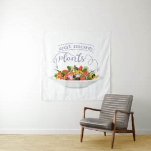 Eat more plants fresh salad motivation lettering tapestry