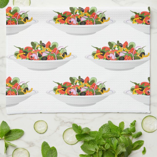 Eat more plants fresh salad motivation lettering tea towel (Folded)