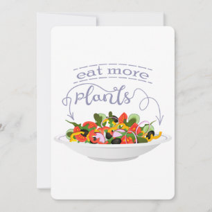 Eat more plants fresh salad motivation lettering thank you card