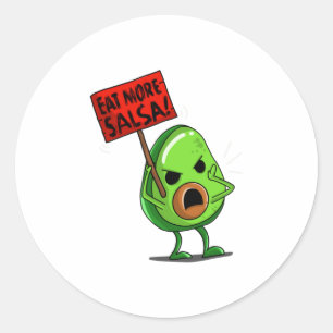 Eat More Salsa Vegan Avocado Cute Guacamole Fun Classic Round Sticker