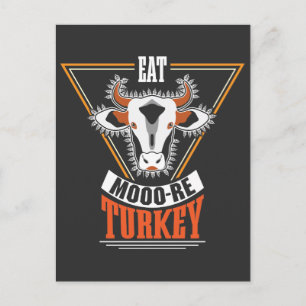 Eat More Turkey Thanksgiving Holiday Cow Postcard