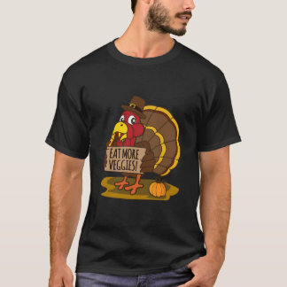 Eat More Veggies Cute Vegan Thanksgiving Long Slee T-Shirt