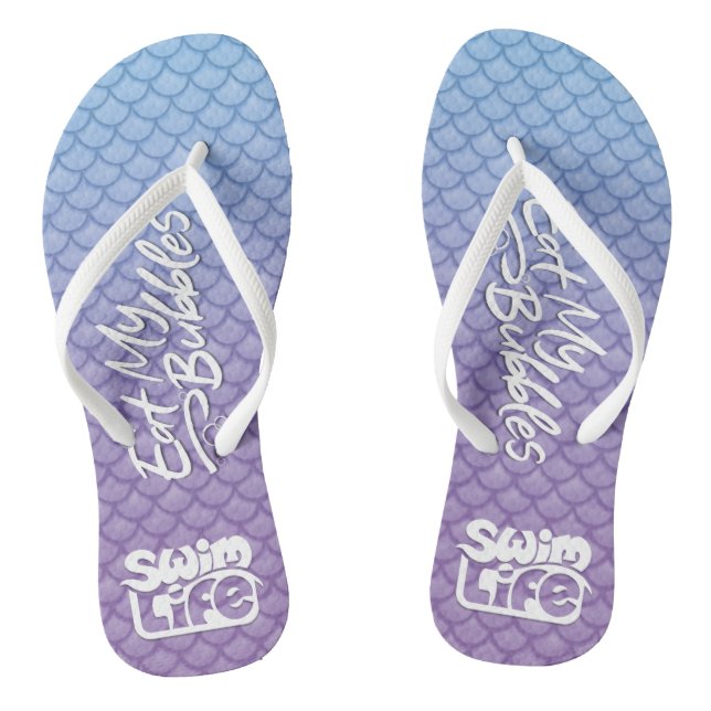 "Eat My Bubbles" Blue/Purple scales Swim Life Thongs (Footbed)