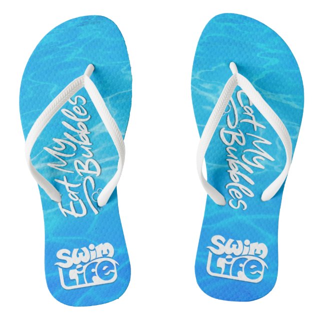 "Eat My Bubbles" Cool Pool colour Swim Life Thongs (Footbed)