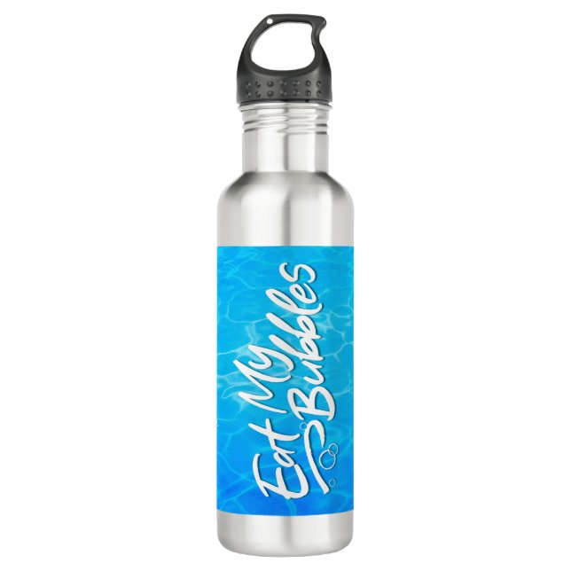"Eat My Bubbles" Cool Pool pattern Swim Life 710 Ml Water Bottle (Front)