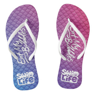 "Eat My Bubbles" Pink/Purple/Blue scales Swim Life Thongs