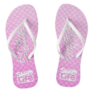 "Eat My Bubbles" Pink scales Swim Life Thongs
