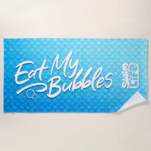 "Eat My Bubbles" Swim Life Blue Scales Beach Towel