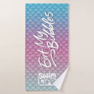 "Eat My Bubbles" Teal/Pink/Foam scales Swim Life Bath Towel