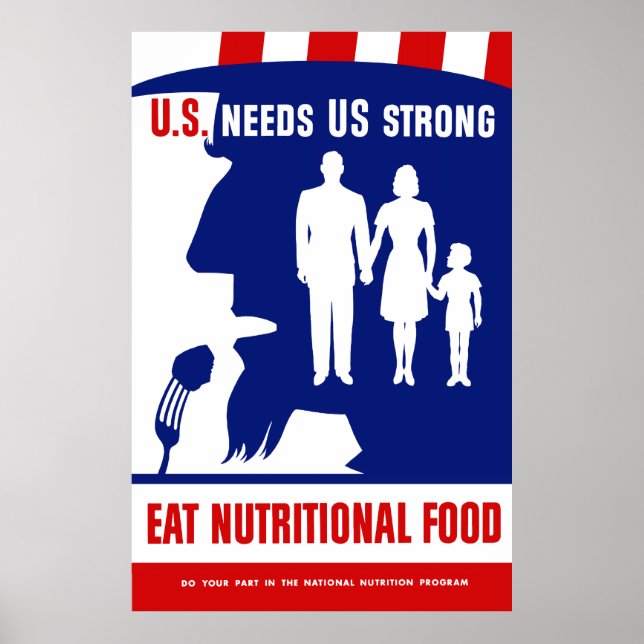 Eat Nutritional Food -- Uncle Sam Poster (Front)