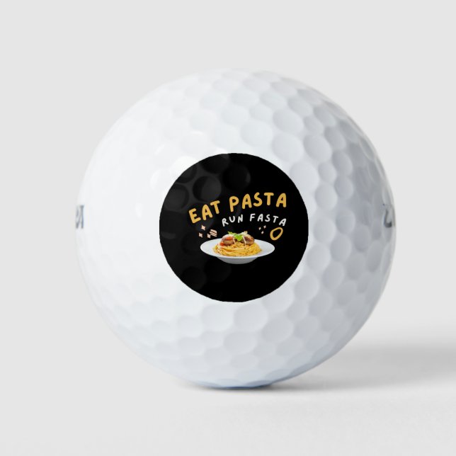 Eat Pasta Run Fasta-Spaghetti-Food-Funny Golf Balls (Front)